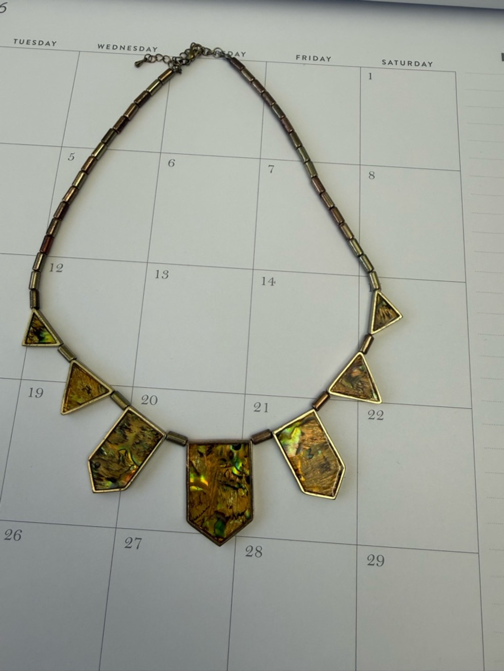Gold-Tone Abalone Geometric Pendant Necklace - Women Jewelry